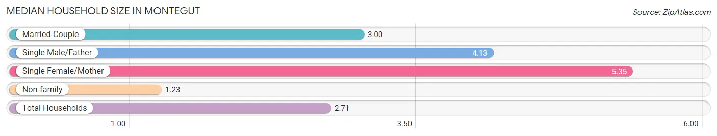 Median Household Size in Montegut