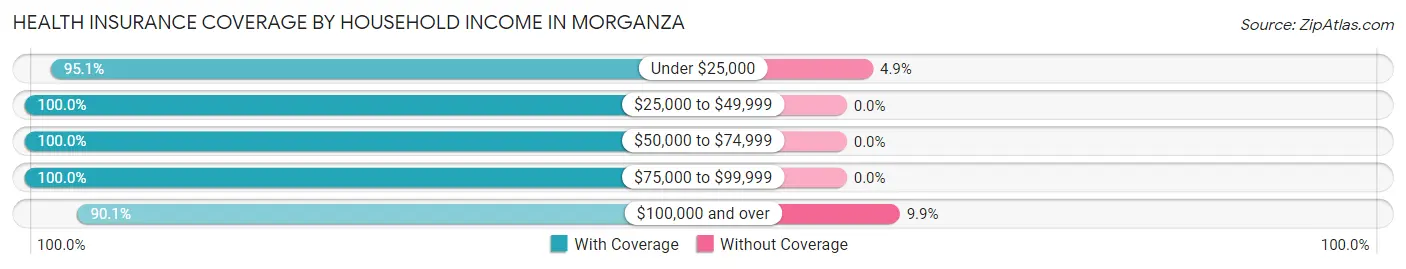 Health Insurance Coverage by Household Income in Morganza