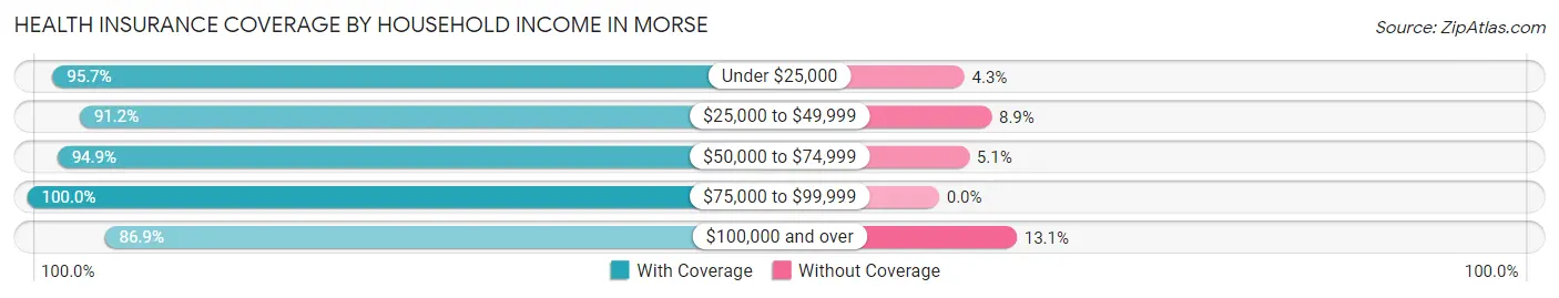 Health Insurance Coverage by Household Income in Morse