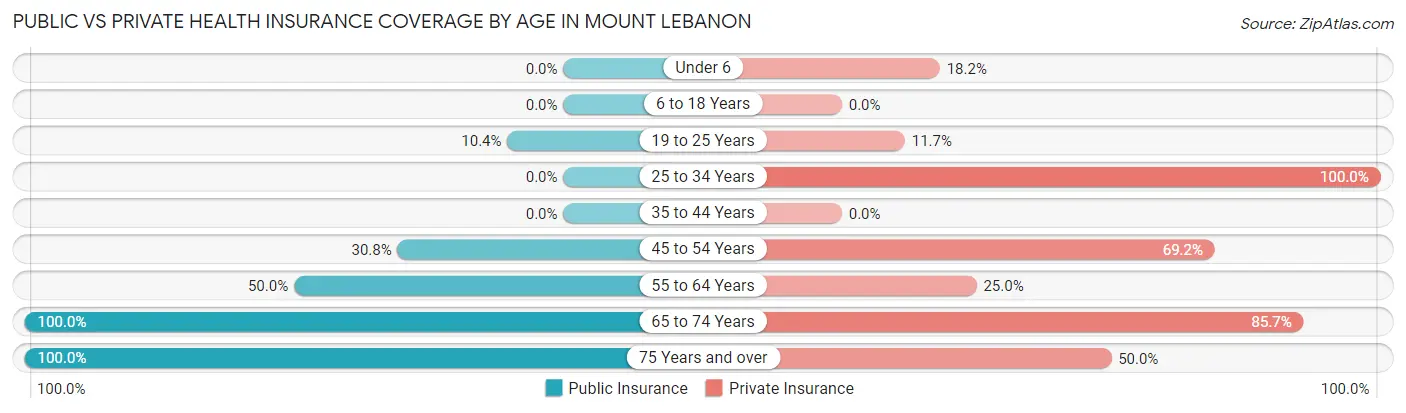 Public vs Private Health Insurance Coverage by Age in Mount Lebanon