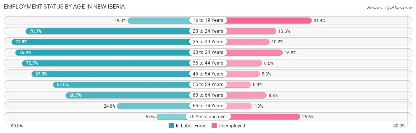 Employment Status by Age in New Iberia