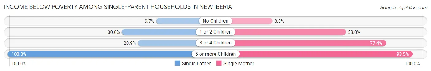 Income Below Poverty Among Single-Parent Households in New Iberia