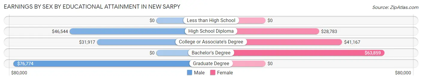 Earnings by Sex by Educational Attainment in New Sarpy
