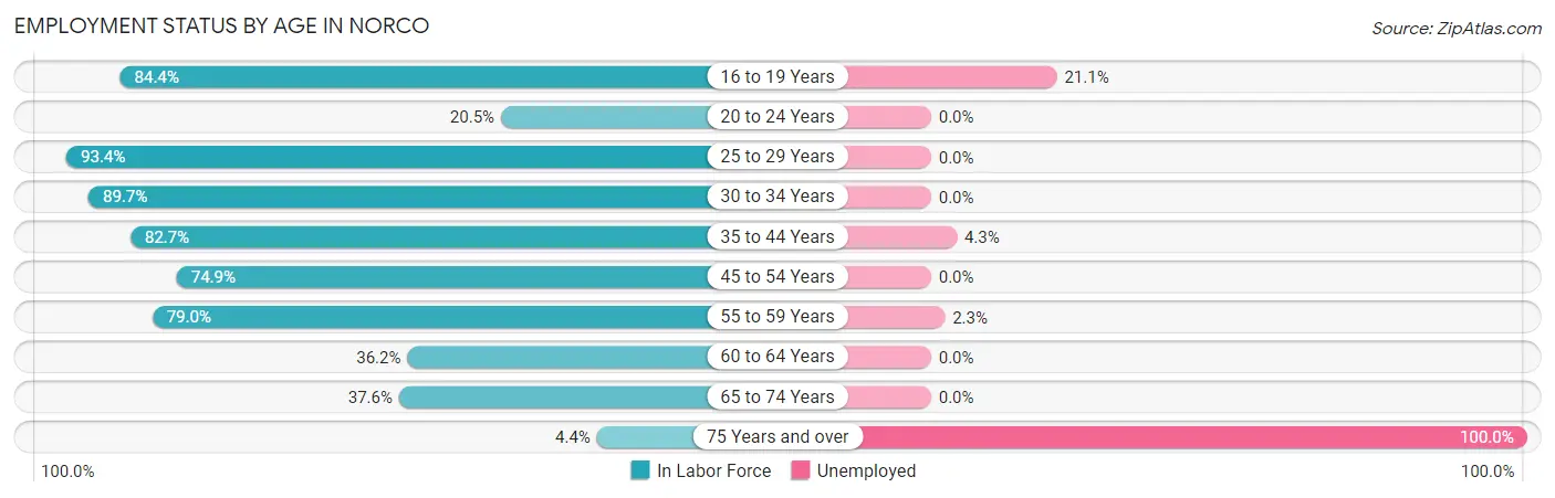 Employment Status by Age in Norco