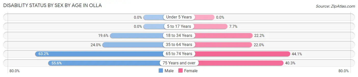 Disability Status by Sex by Age in Olla