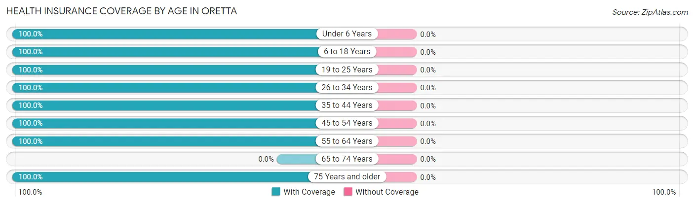 Health Insurance Coverage by Age in Oretta
