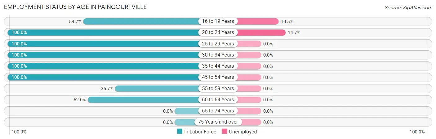 Employment Status by Age in Paincourtville