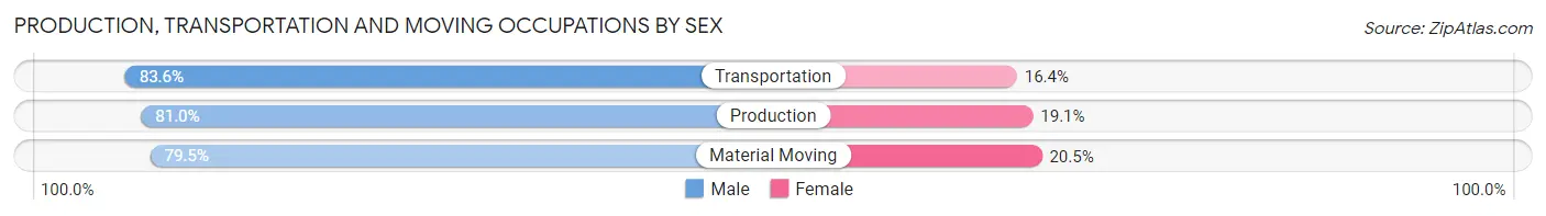 Production, Transportation and Moving Occupations by Sex in Pineville