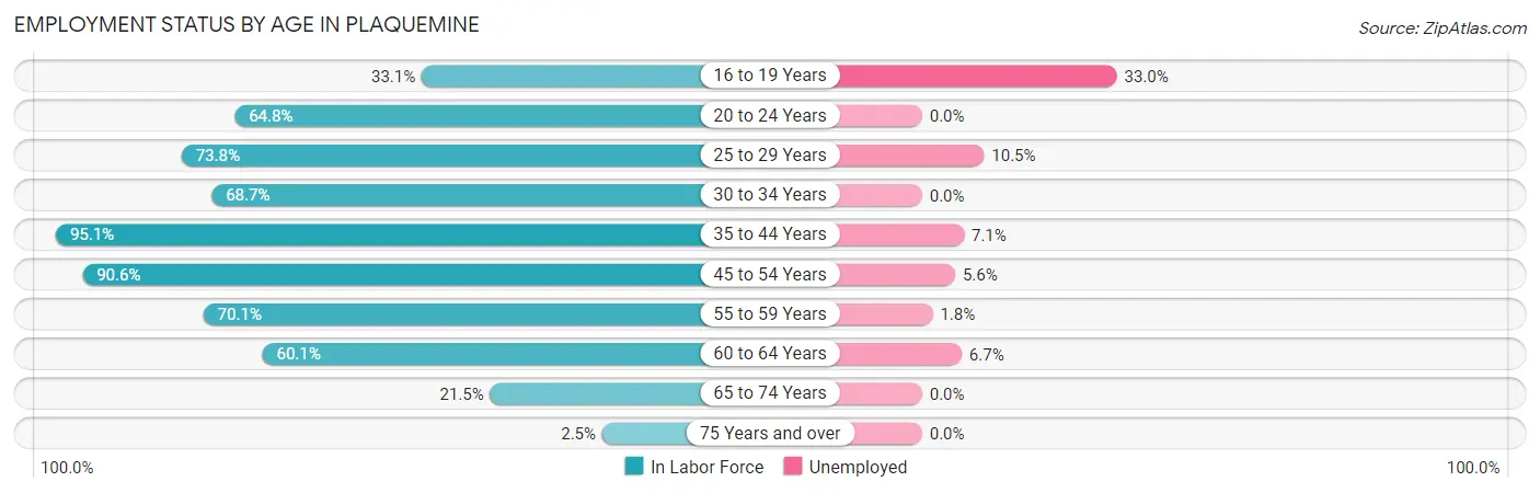Employment Status by Age in Plaquemine