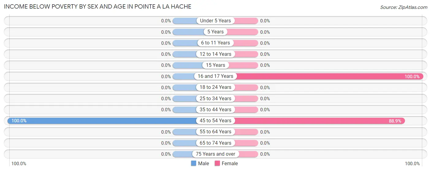 Income Below Poverty by Sex and Age in Pointe A La Hache