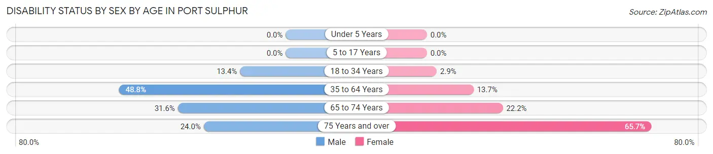 Disability Status by Sex by Age in Port Sulphur