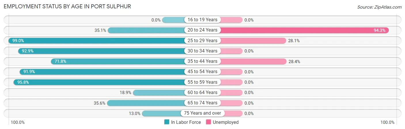 Employment Status by Age in Port Sulphur