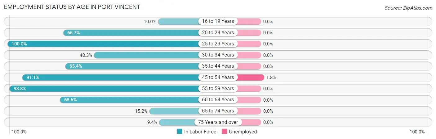 Employment Status by Age in Port Vincent