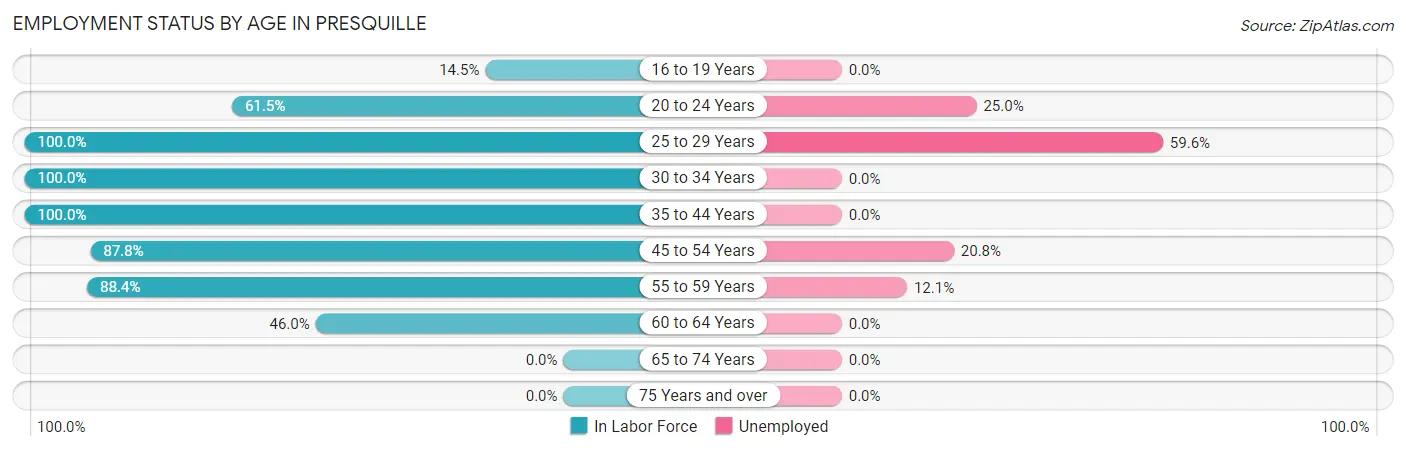 Employment Status by Age in Presquille