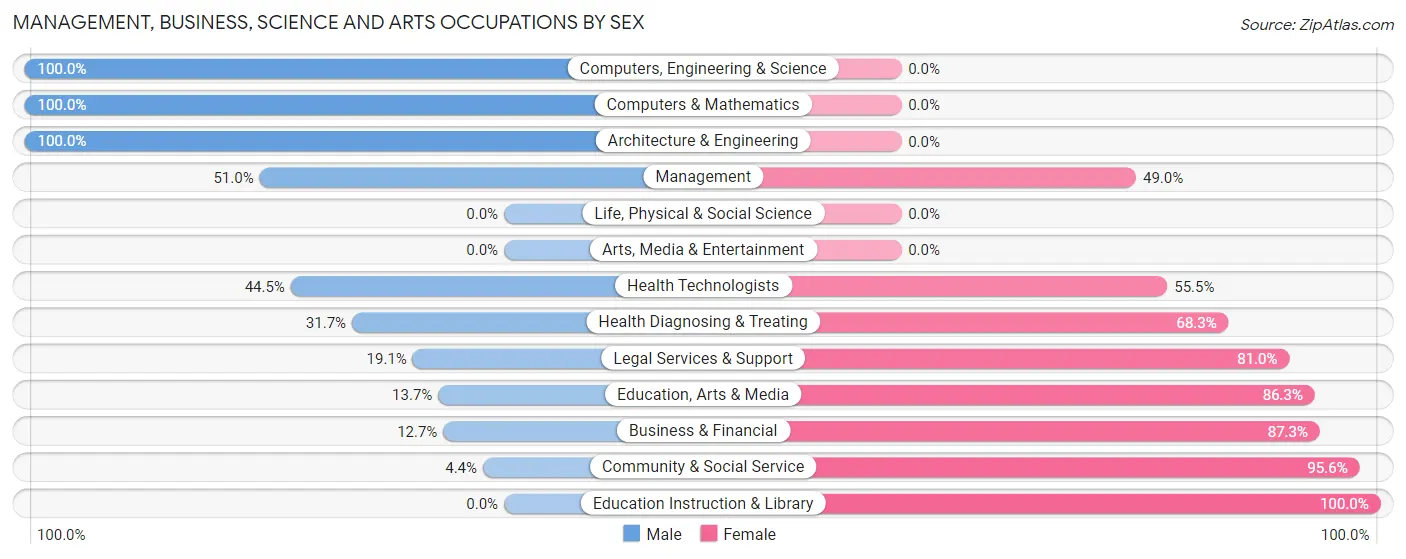 Management, Business, Science and Arts Occupations by Sex in Prien