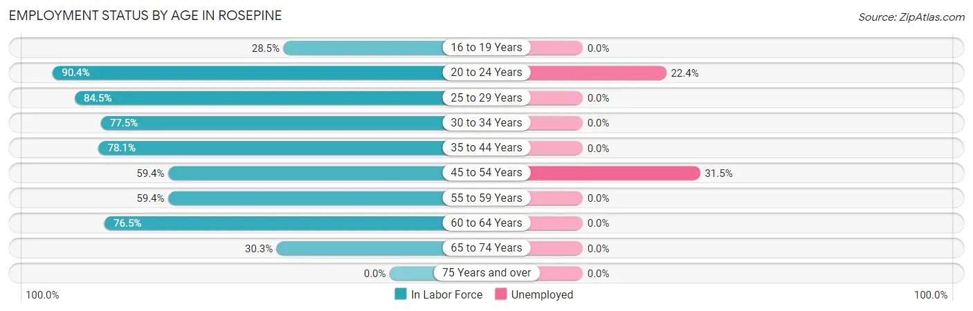 Employment Status by Age in Rosepine