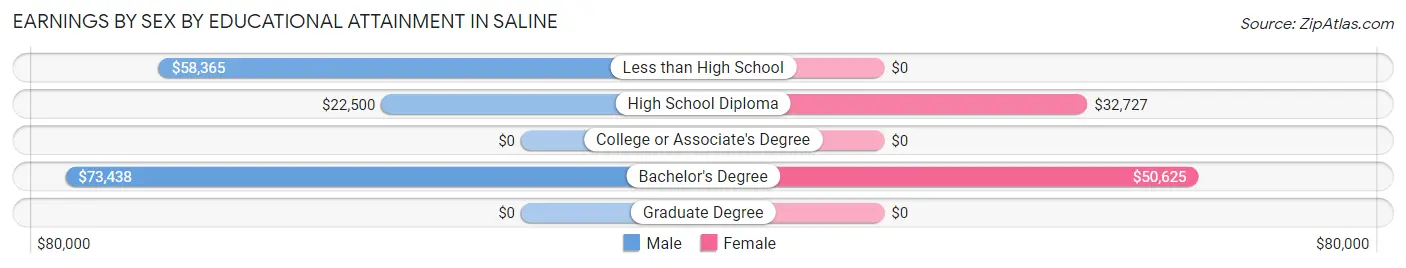 Earnings by Sex by Educational Attainment in Saline