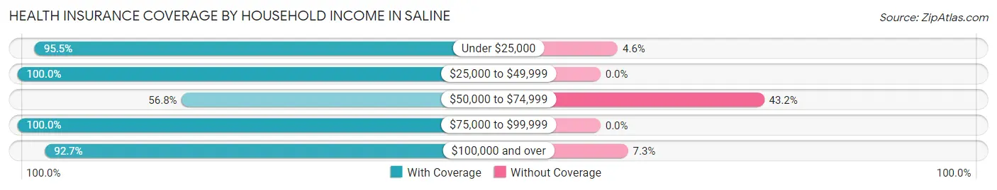 Health Insurance Coverage by Household Income in Saline