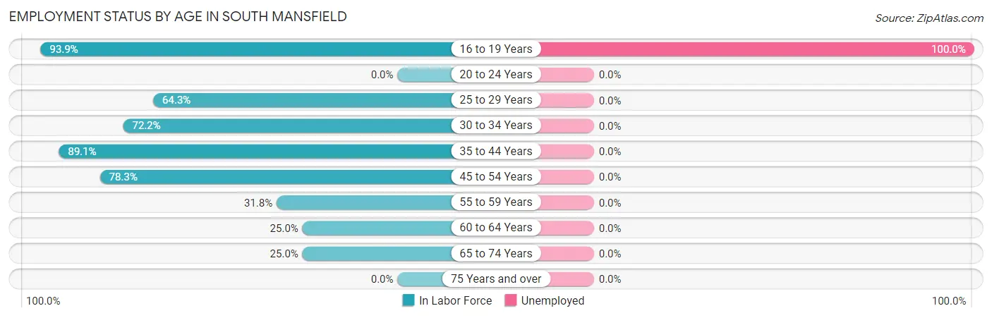 Employment Status by Age in South Mansfield