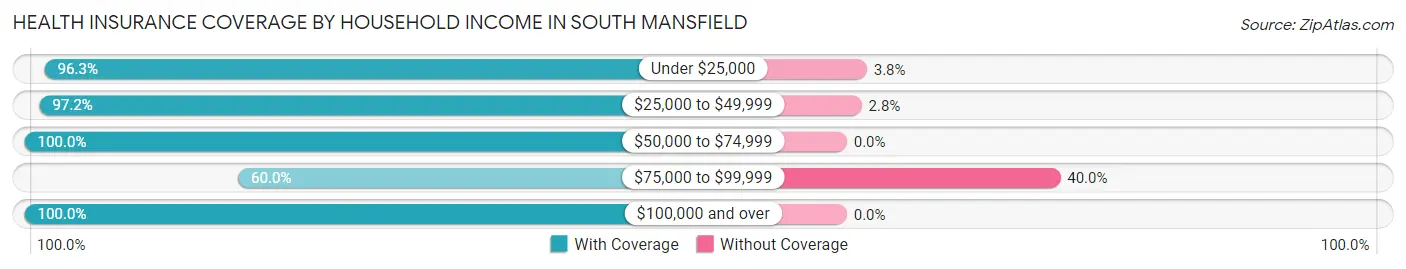Health Insurance Coverage by Household Income in South Mansfield
