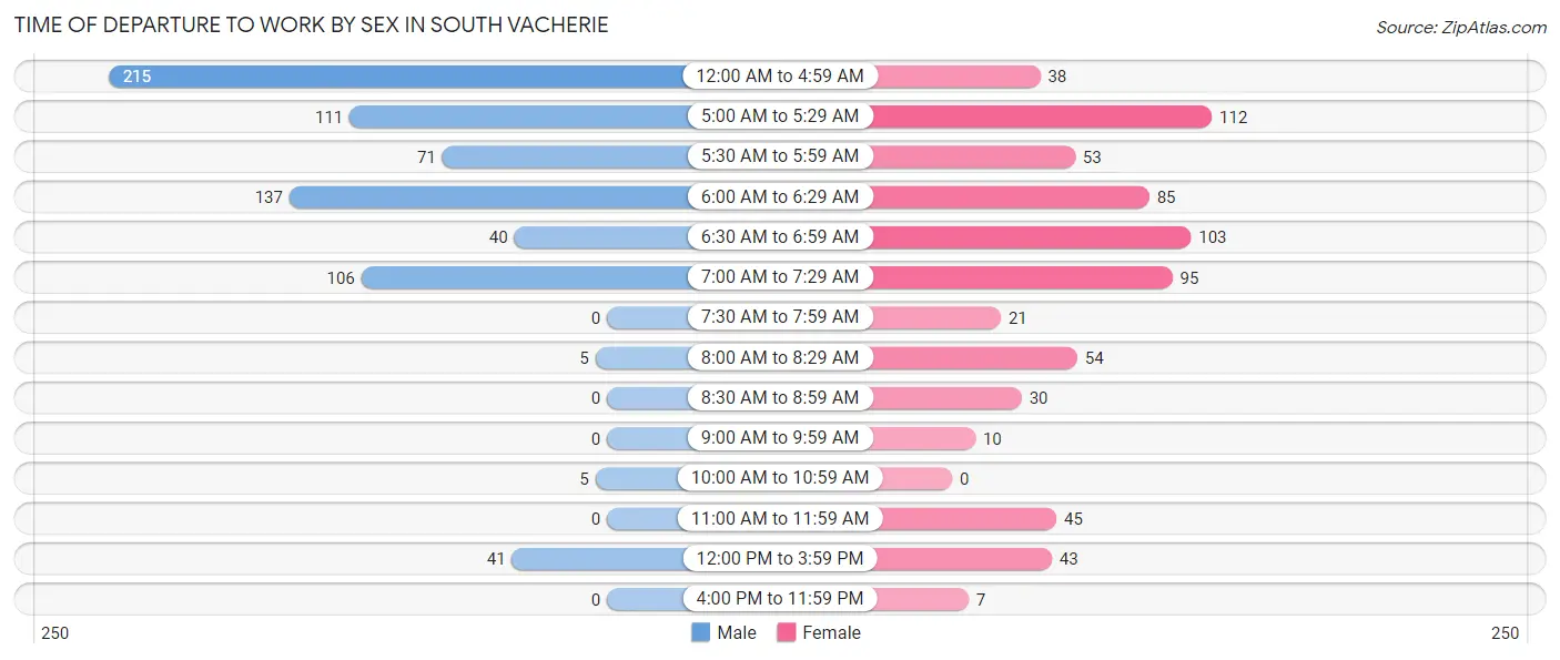 Time of Departure to Work by Sex in South Vacherie