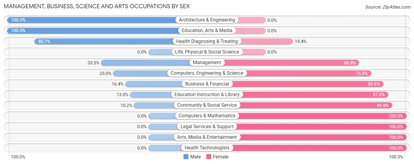 Management, Business, Science and Arts Occupations by Sex in St Martinville