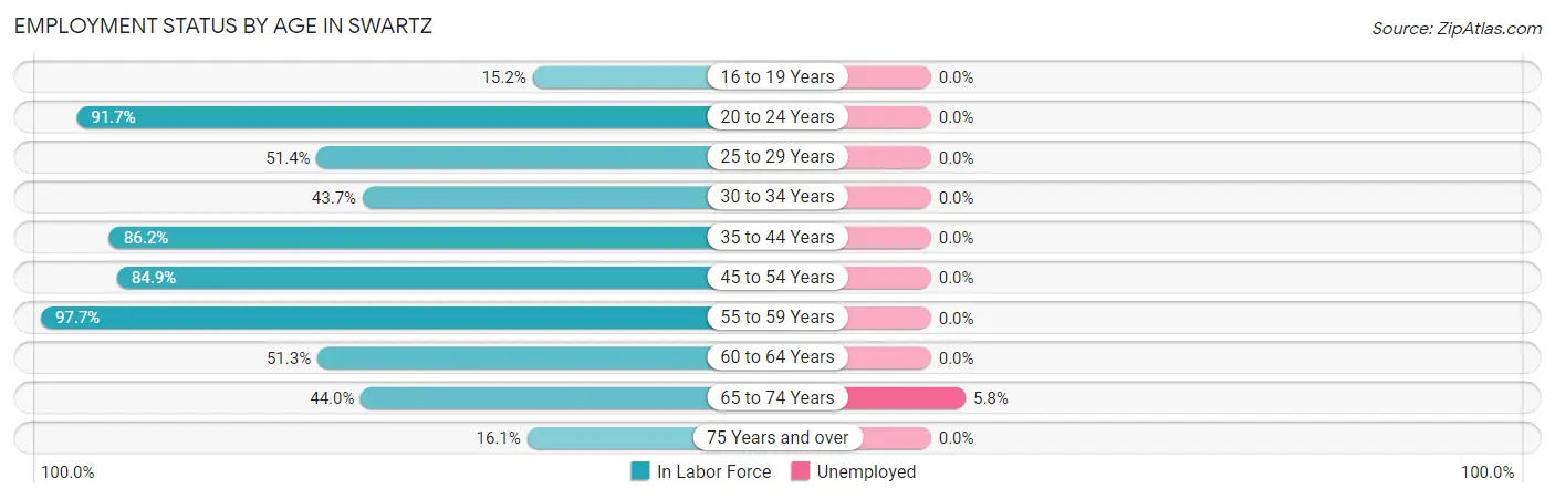 Employment Status by Age in Swartz