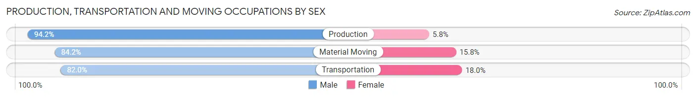 Production, Transportation and Moving Occupations by Sex in Terrytown