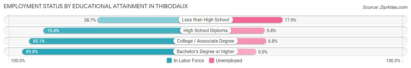 Employment Status by Educational Attainment in Thibodaux