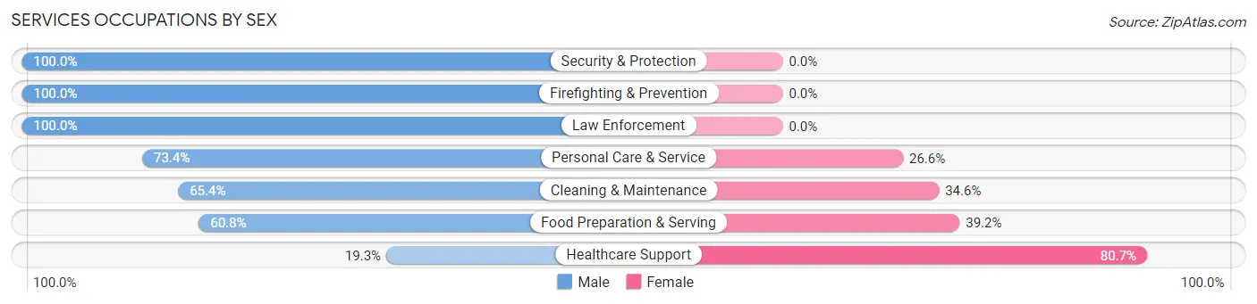 Services Occupations by Sex in Thibodaux