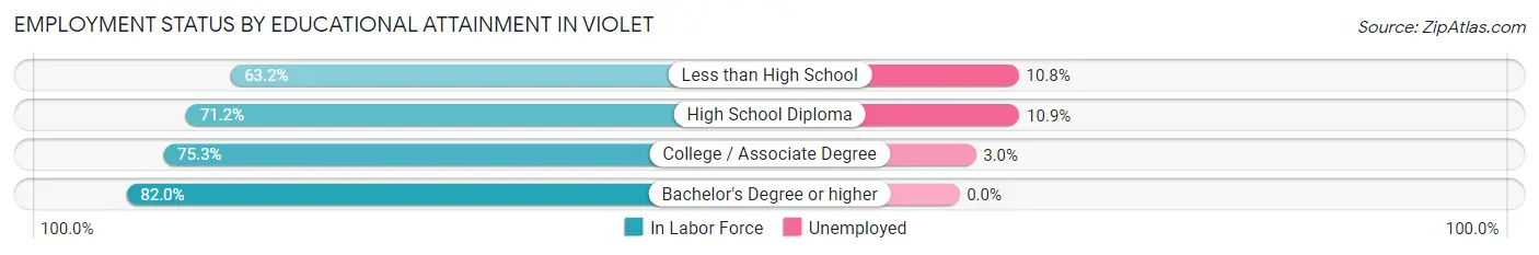 Employment Status by Educational Attainment in Violet