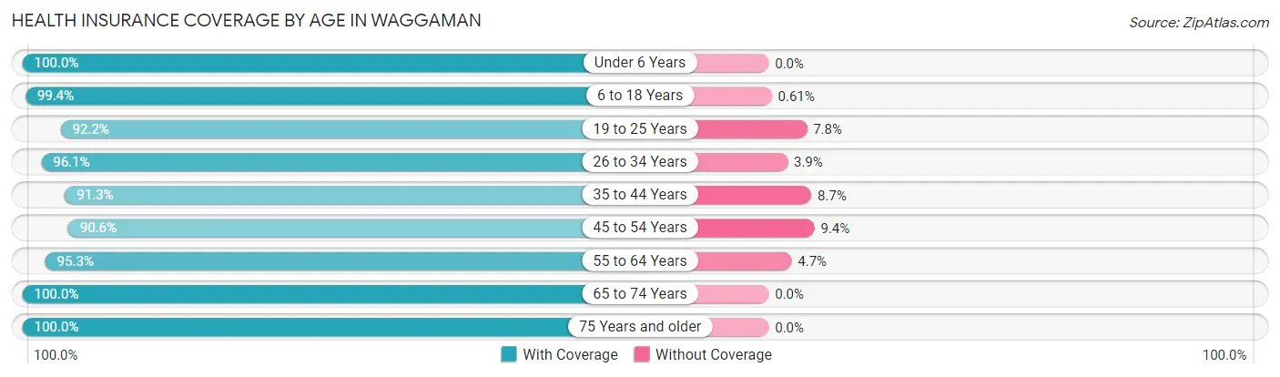 Health Insurance Coverage by Age in Waggaman