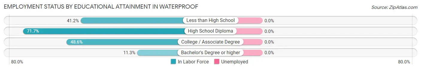 Employment Status by Educational Attainment in Waterproof