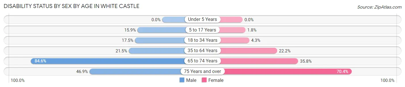 Disability Status by Sex by Age in White Castle