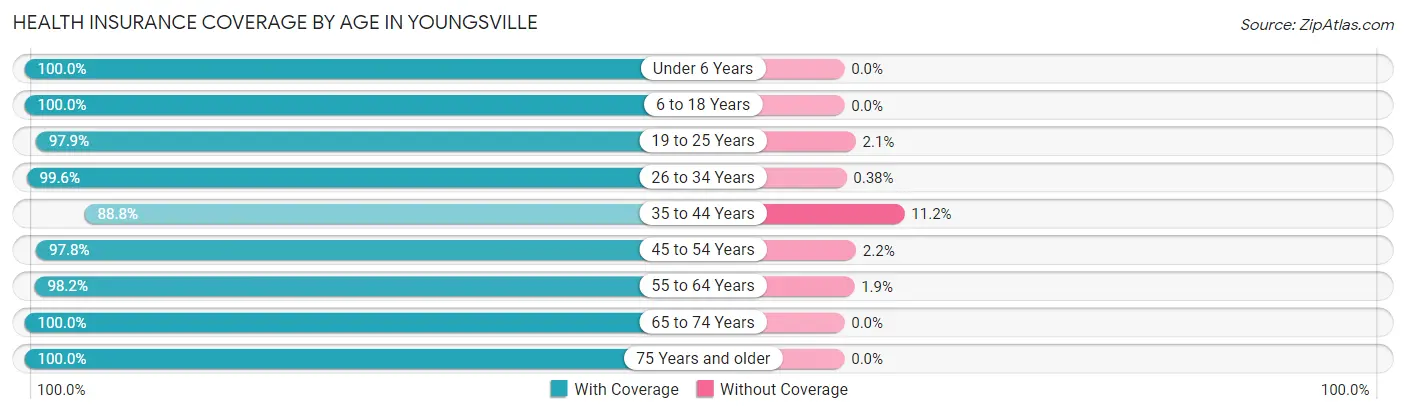 Health Insurance Coverage by Age in Youngsville