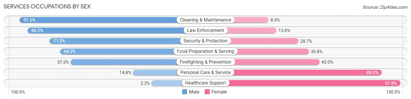 Services Occupations by Sex in Agawam Town
