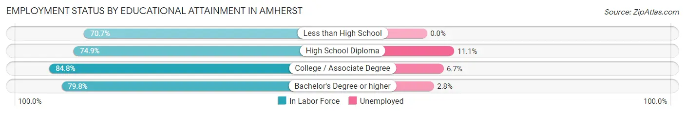 Employment Status by Educational Attainment in Amherst