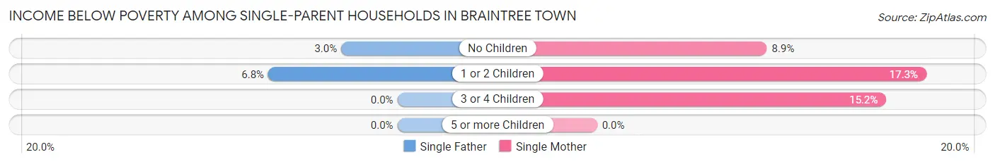 Income Below Poverty Among Single-Parent Households in Braintree Town