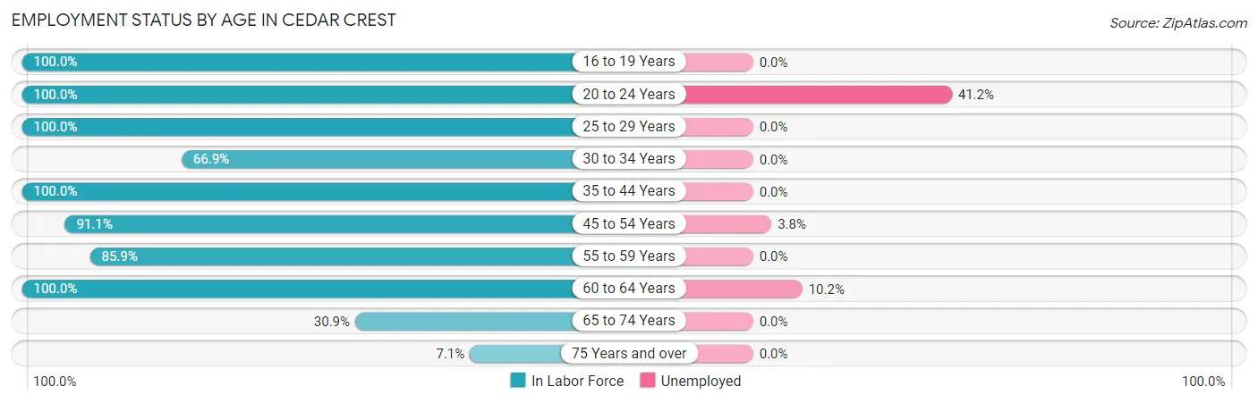 Employment Status by Age in Cedar Crest