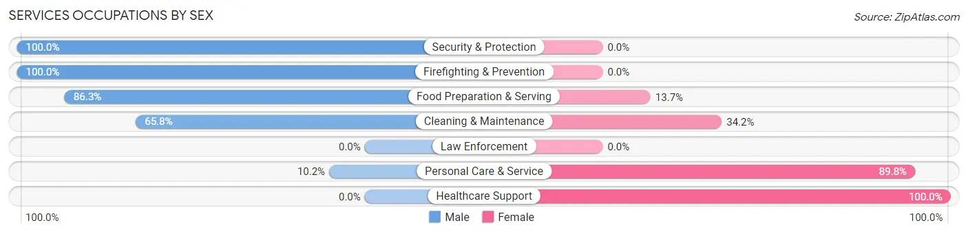 Services Occupations by Sex in Cochituate