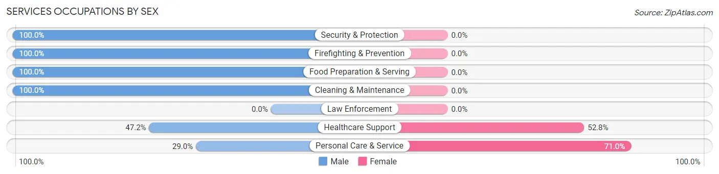 Services Occupations by Sex in Cordaville