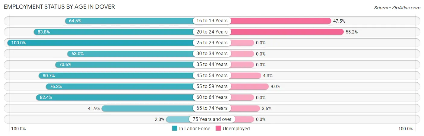 Employment Status by Age in Dover