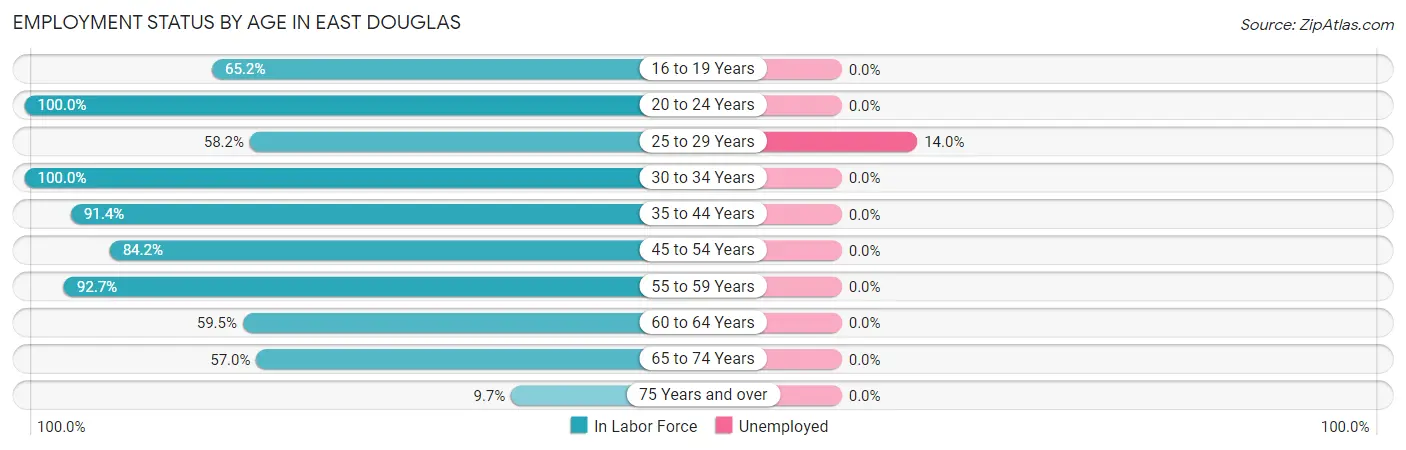 Employment Status by Age in East Douglas
