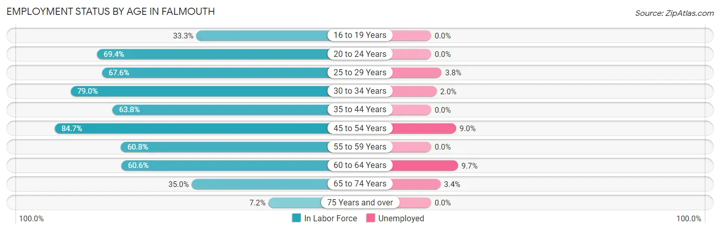 Employment Status by Age in Falmouth