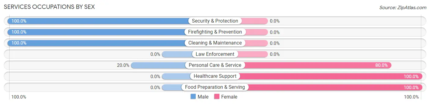 Services Occupations by Sex in Fiskdale