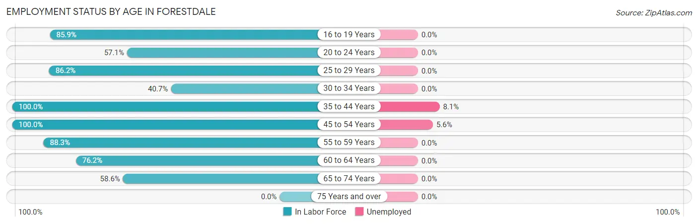 Employment Status by Age in Forestdale