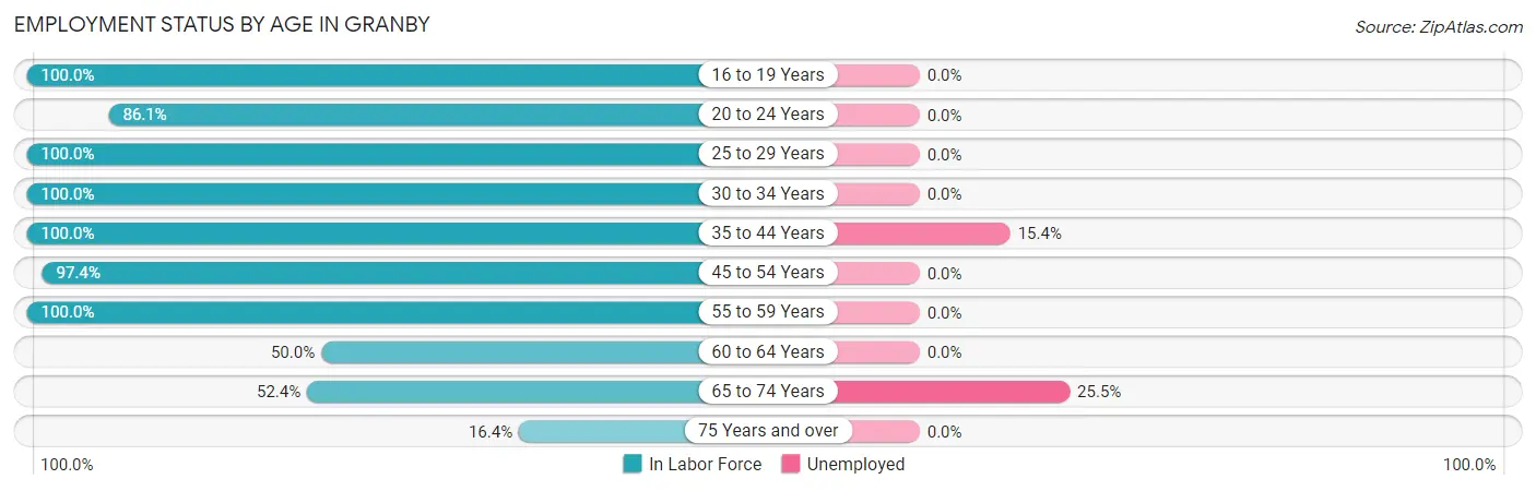 Employment Status by Age in Granby