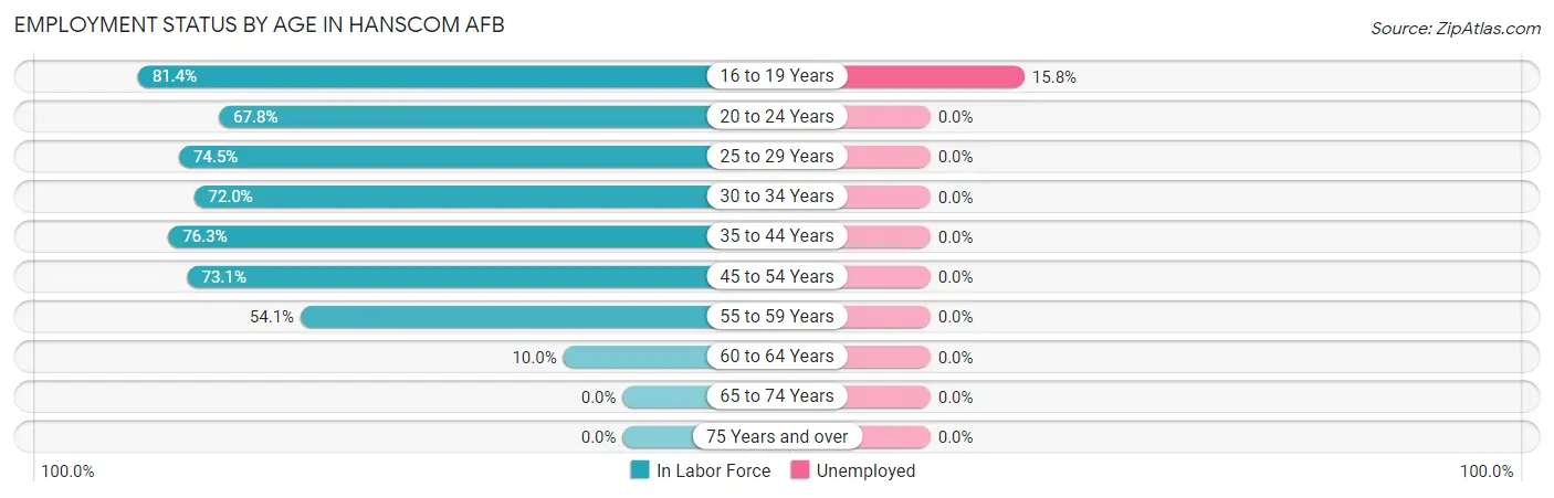 Employment Status by Age in Hanscom AFB