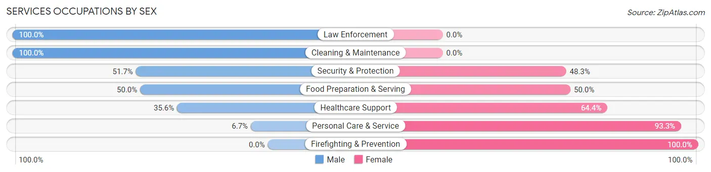 Services Occupations by Sex in Millis Clicquot