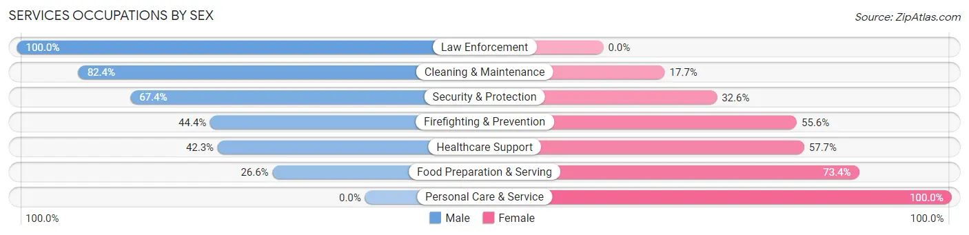 Services Occupations by Sex in Norton Center